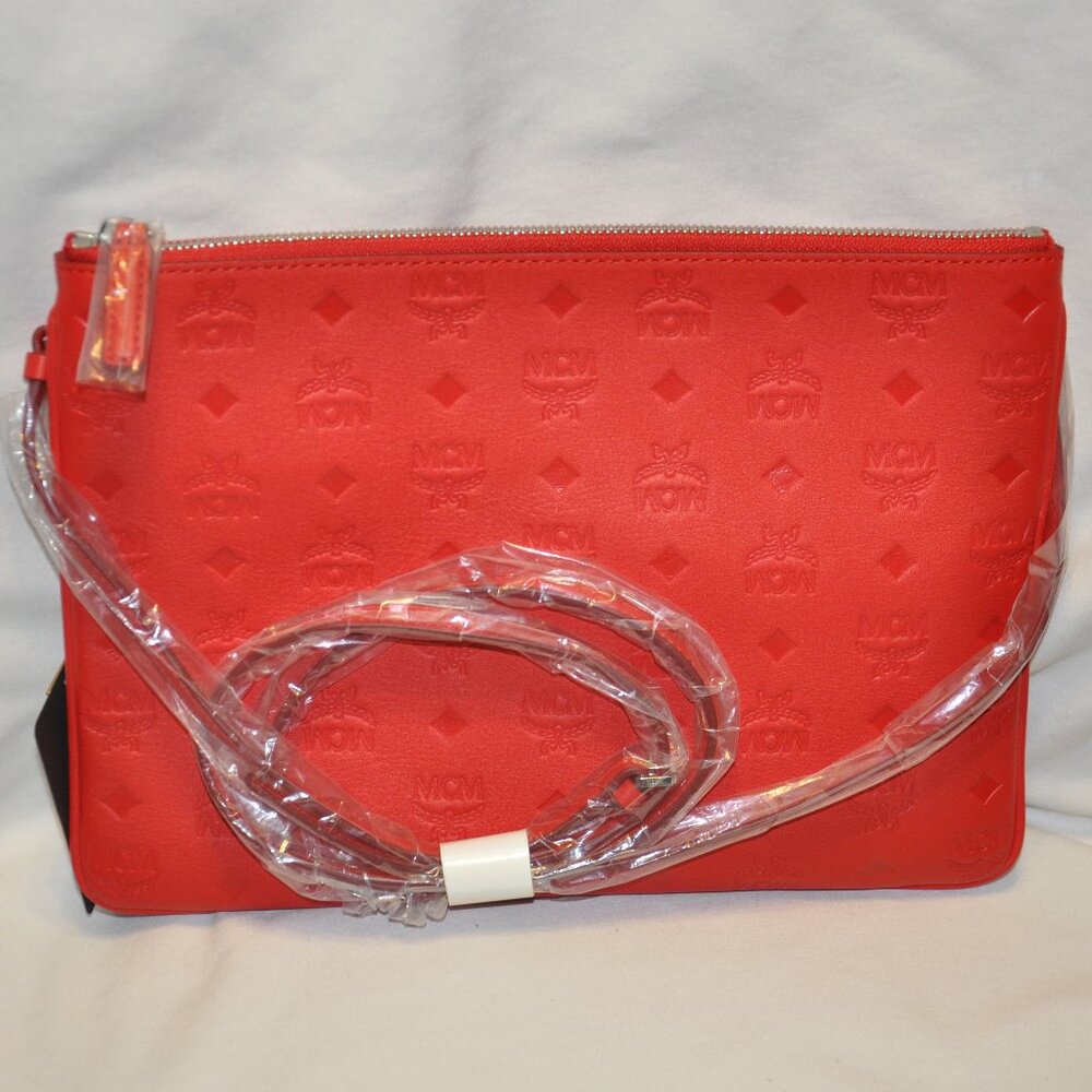 Mcm Viva Red Crossbody Pouch, Rare Find